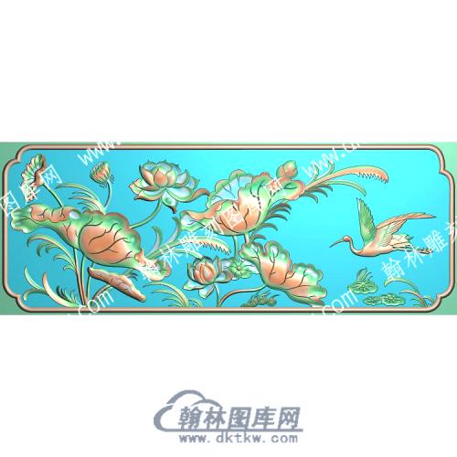 中式荷叶莲花莲蓬水草精雕图（ZSZW-203）