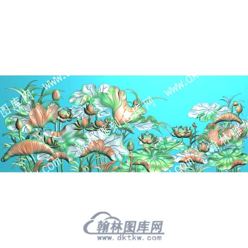 中式荷叶莲花水草精雕图（ZSZW-193）