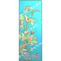 中式鹤莲花水草莲蓬荷叶精雕图（ZSZW-178）