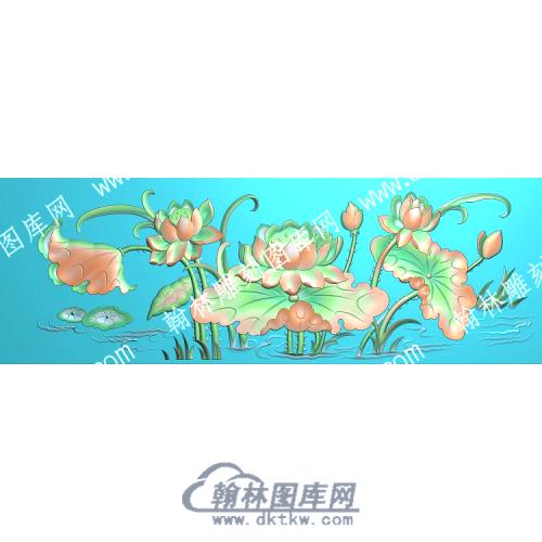 中式莲花荷叶水草精雕图（ZSZW-251）