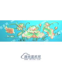 中式莲花荷叶水草精雕图（ZSZW-251）