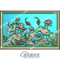 中式莲花荷叶水草鲤鱼精雕图（ZSZW-181）