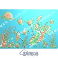 中式莲花荷叶水草莲蓬精雕图（ZSZW-216）