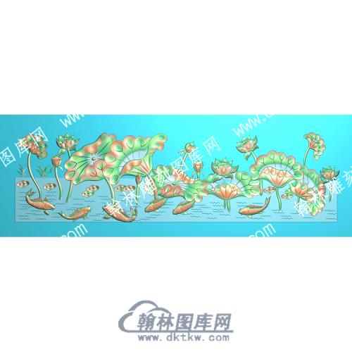 中式莲花莲蓬鲤鱼荷叶精雕图（ZSZW-169）