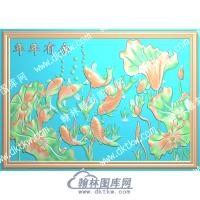 中式年年有余荷叶莲花鲤鱼荷花精雕图（ZSZW-149）