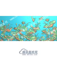 中式鸟荷叶莲花荷花精雕图（ZSZW-151）