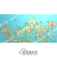 中式蜻蜓莲花莲蓬荷叶水草精雕图（ZSZW-207）