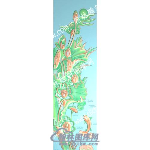 中式水草鲤鱼荷叶莲花精雕图（ZSZW-211）