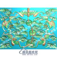 蝙蝠祥云招财进宝精雕图（ZSDW-390）