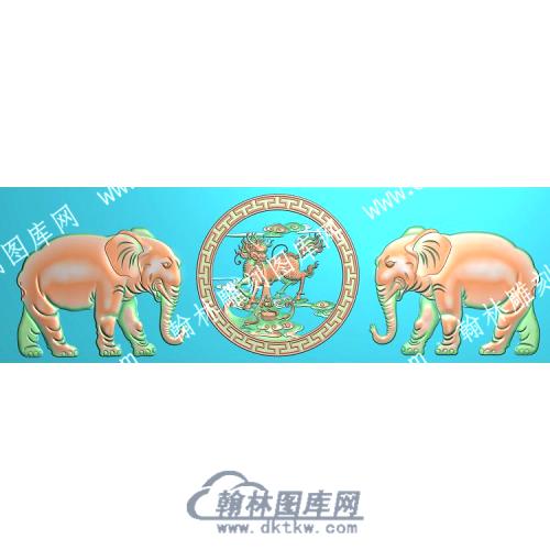 大象麒麟祥云精雕图（ZSDW-418）