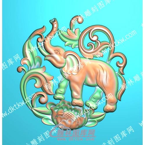 大象洋花精雕图（ZSDW-416）
