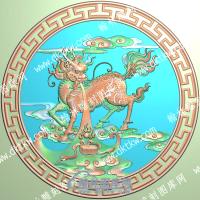 回纹框麒麟祥云精雕图（ZSDW-448）