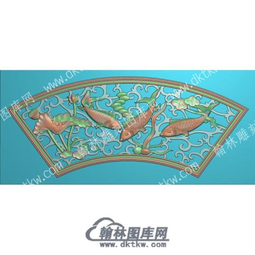 鲤鱼荷叶莲蓬莲花精雕图（ZSDW-464）