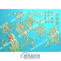 中式富贵园牡丹富贵国色天香万花之首牡丹蝴蝶精雕图（ZSZW-270）