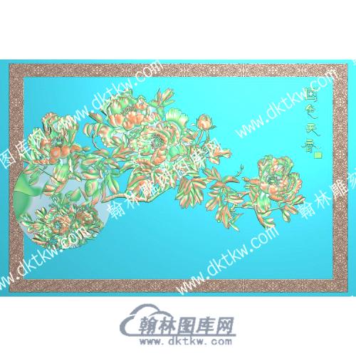 中式国色天香牡丹精雕图（ZSZW-310）