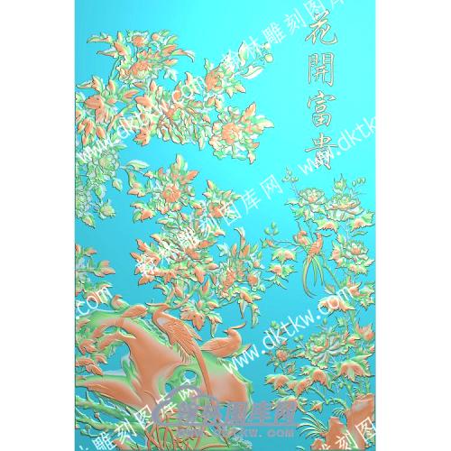 中式花开富贵锦鸡牡丹精雕图（ZSZW-330）