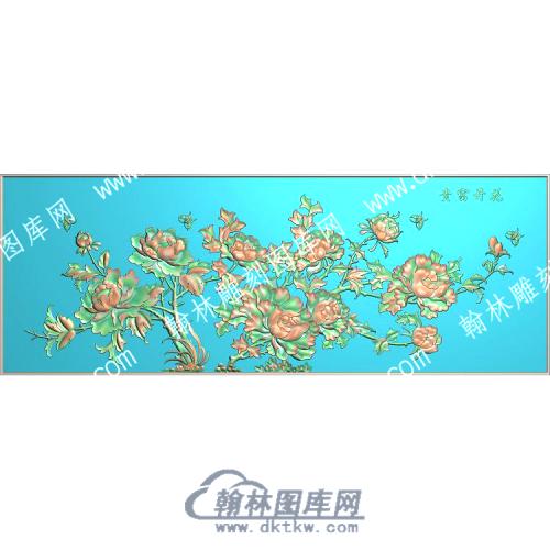 中式花开富贵牡丹蝴蝶精雕图（ZSZW-353）