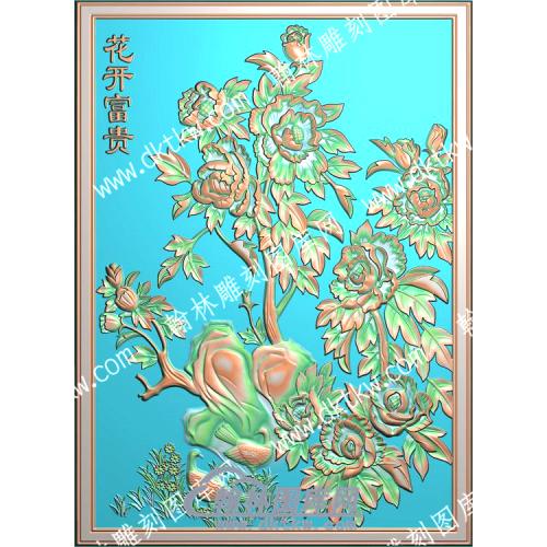 中式花开富贵牡丹花鸟精雕图（ZSZW-271）