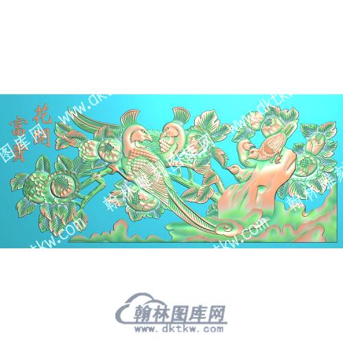中式花开富贵牡丹花鸟精雕图（ZSZW-333）