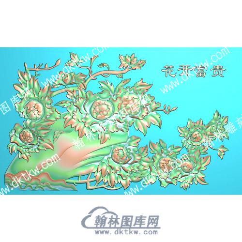 中式花开富贵牡丹精雕图（ZSZW-308）
