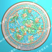 中式回纹边框牡丹蝴蝶精雕图（ZSZW-294）