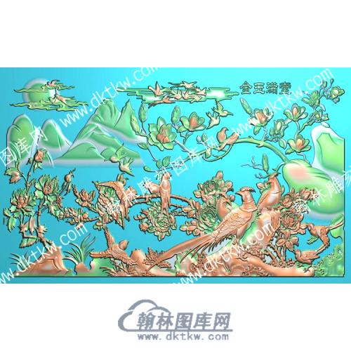 中式金玉满堂牡丹花鸟精雕图（ZSZW-269）