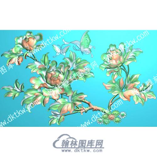 中式牡丹蝴蝶精雕图（ZSZW-303）