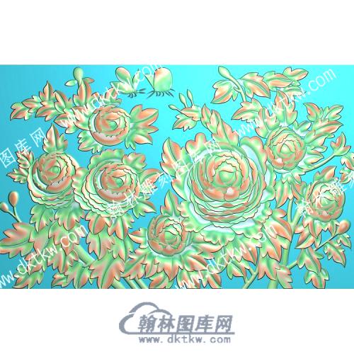 中式牡丹蝴蝶精雕图（ZSZW-311）