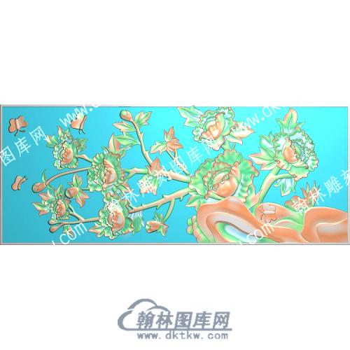 中式牡丹蝴蝶精雕图（ZSZW-312）