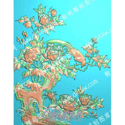 中式牡丹花鸟精雕图（ZSZW-262）