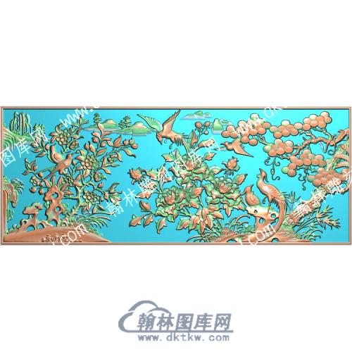 中式牡丹花鸟精雕图（ZSZW-267）