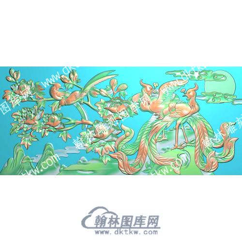 中式牡丹花鸟精雕图（ZSZW-277）