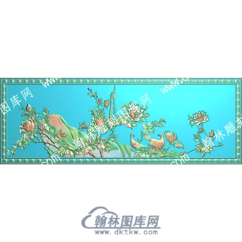 中式牡丹花鸟精雕图（ZSZW-282）