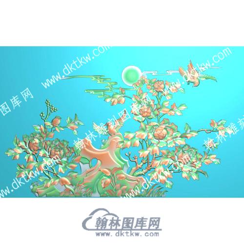 中式牡丹花鸟精雕图（ZSZW-321）