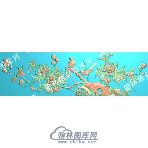 中式牡丹花鸟精雕图（ZSZW-348）