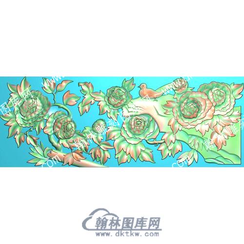 中式牡丹花鸟精雕图（ZSZW-358）