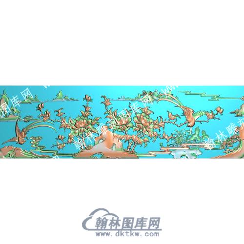 中式牡丹锦鸡精雕图（ZSZW-293）