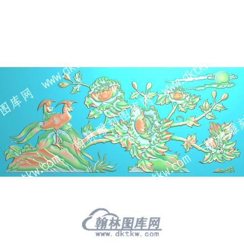 中式牡丹锦鸡精雕图（ZSZW-300）