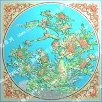中式洋花边框牡丹花鸟精雕图（ZSZW-275）