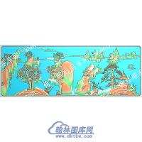 松树房屋山船小桥山水建筑精雕图（ZSSS-142）