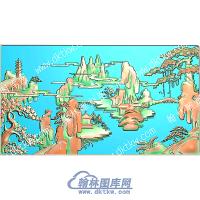 松树亭子塔枫叶山山水建筑精雕图（ZSSS-121）