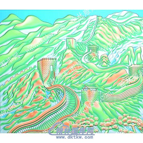 长城松树山山水建筑精雕图（ZSSS-111）