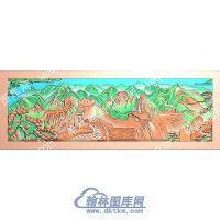 长城松树祥云山水建筑精雕图（ZSSS-123）