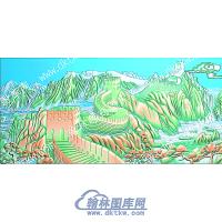 长城祥云松树山水建筑精雕图（ZSSS-113）