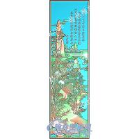 竹林祥云山房屋桥山水建筑精雕图（ZSSS-129）
