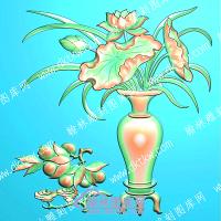荷叶莲花花瓶精雕图（ZSZW-751）