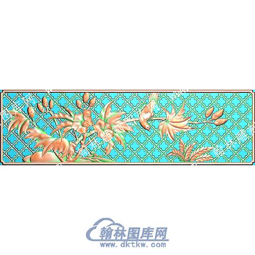 花鸟花型底纹精雕图（ZSZW-757）