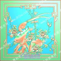 花鸟回纹框精雕图（ZSZW-767）