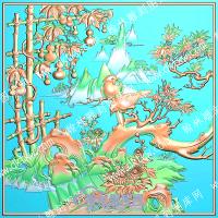 葫芦鸟山菊花精雕图（ZSZW-740）