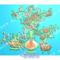 菊花向日葵博古精雕图（ZSBG-104）